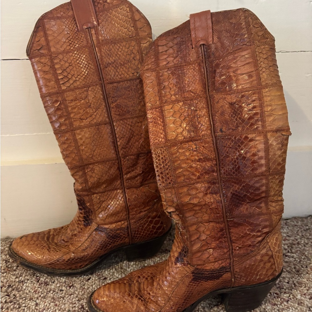 Brown Snakeskin Cowboy Boots